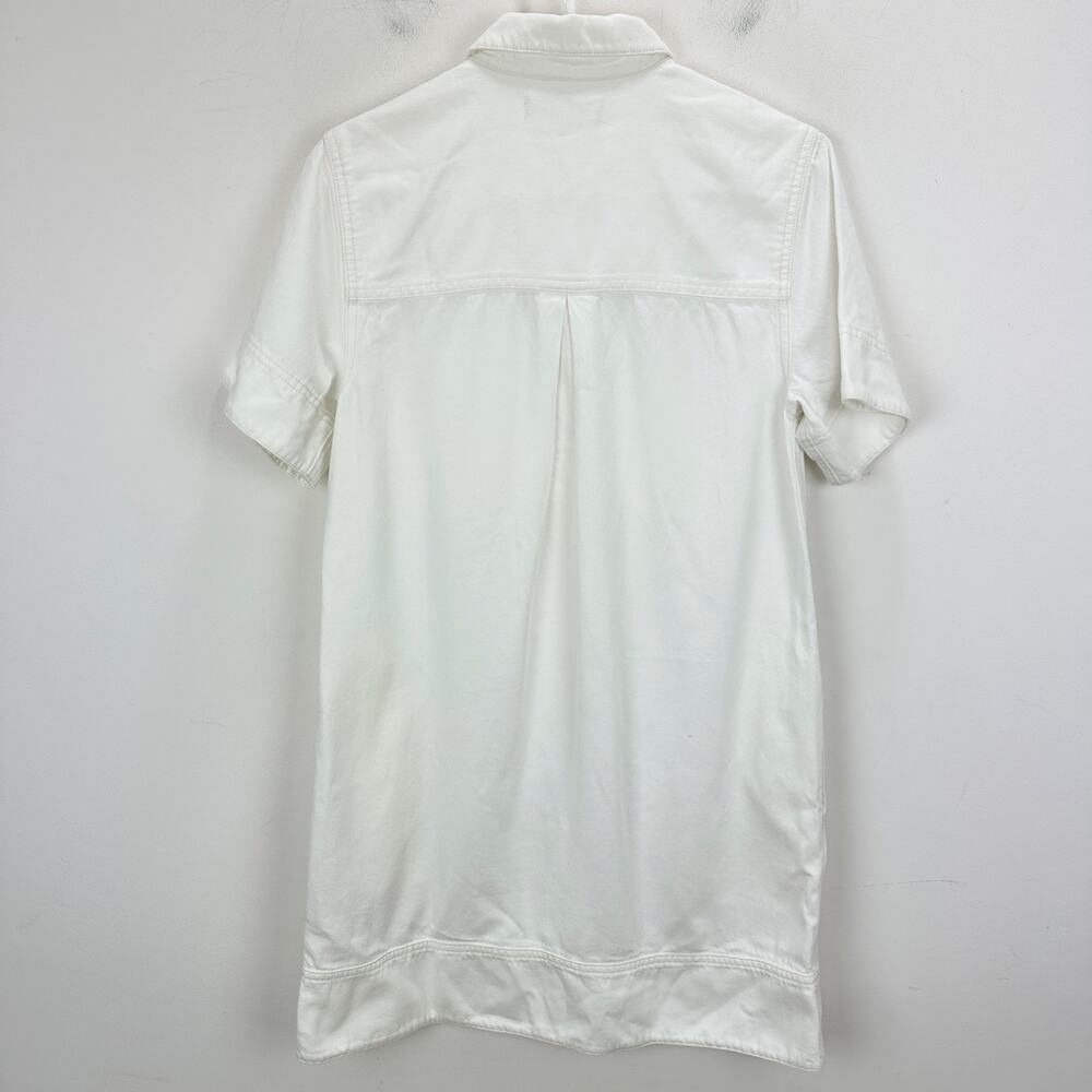 Madewell Denim Popover Dress Shift Pockets Casual Pure White Minimalist S NWT - Picture 12 of 14